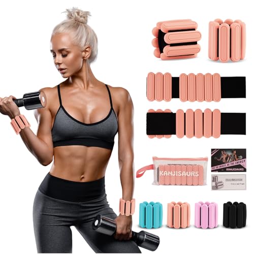 Knöchelgewichte Handgelenkgewichte für Frauen Männer Gewichte Set für Home Gym Hand Bein Arm Verstellbare Gewichte für Frauen zu Hause Fitnessgeräte Pilates Krafttraining Yoga 0.5kg Gewichte 2er Set von KANJISAURS