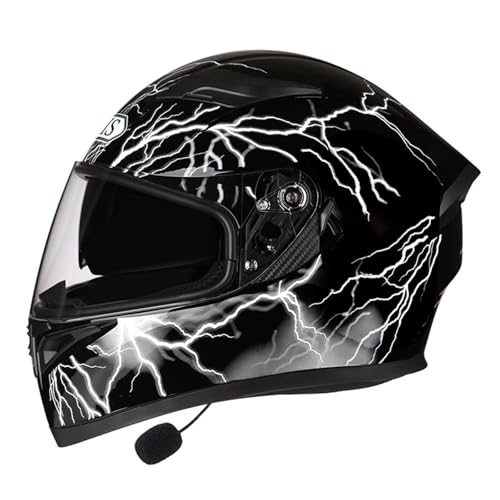 Bluetooth Klapphelm Mit Sonnenblende, Zertifiziert Bluetooth Helm Motorrad Klapphelm Motorradhelm Integralhelme Mit Doppelvisier Und Mikrofon Motorradhelm Klappbar H,M(57-58CM) von KANMUASD