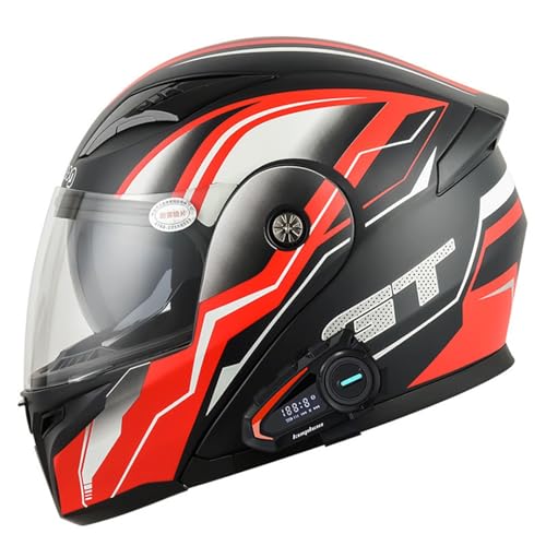 Bluetooth Klapphelm mit Sonnenblende | Vollvisierhelm | Motorrad Helm Integralhelm | Motorradhelm Klappbar | Bluetooth Motorradhelm | Klapphelm D,M(57-58CM) von KANMUASD