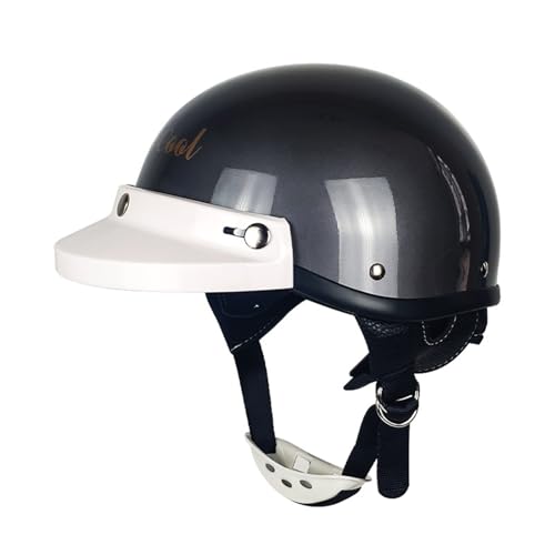 Deutsche Motorrad Halbhelme, Retro Jethelm, ECE/DOT Zertifizierung mit Herausnehmbares Innenfutter und Schnellverschlussschnallen Fahrradhelm, Für Herren und Damen Scooter-Helm K,L(59-60CM) von KANMUASD