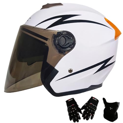 Jethelm mit Doppelvisier | Roller Helm Fashionhelm | Jethelm mit Sonnenblende und Visier | Jet Helm mit Sonnenblende | ECE/DOT Zertifiziert | Motorradhelm mit Visier I,One Size(55-61CM) von KANMUASD