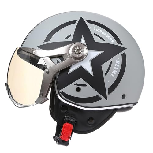 Jethelm mit Sonnenblende und Visier | Roller Helm Motorradhelm | ECE/DOT Zertifiziert | Herren Damen Rollerhelm | Mopedhelm Mofa Chopper Helm Motorrad D,XL(61-62CM) von KANMUASD