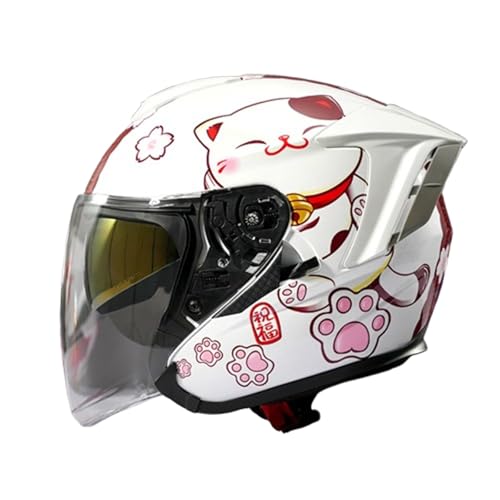 Jethelm mit Visier, Motorradhelm Herren Damen Rollerhelm Mopedhelm Mofa Chopper Helm Motorrad Halbhelm Open-Face-Helm ECE/DOT Zertifiziert Q,M(57-58CM) von KANMUASD