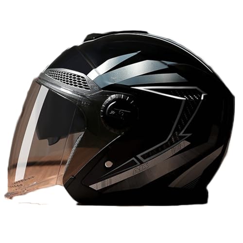 Jethelm mit Visier und Sonnenblende Motorradhelm, Herren Damen Rollerhelm Mopedhelm, ECE DOT Zertifiziert Jethelm Mit Visier, Komfortabler Motorradhelm C,One Size(53-58CM) von KANMUASD