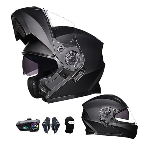 Klapphelm mit Bluetooth, Bluetooth Motorradhelm mit Doppelvisier, Zertifiziert Adults Klapphelm Mit Bluetooth, Motorrad Integrierter Bluetooth-Helm Mit Doppelvisier B,S(55-56CM) von KANMUASD