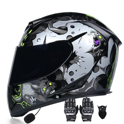 Klapphelm mit Bluetooth, Modularhelm mit Sonnenbrille, Flip-up Motorradhelm Zertifizierung, Anti-Fog-Doppelspiegel Leicht, für Frauen Männer Unisex C,S(55-56CM) von KANMUASD