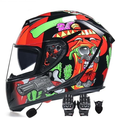 Klapphelm mit Bluetooth, Modularhelm mit Sonnenbrille, Flip-up Motorradhelm Zertifizierung, Anti-Fog-Doppelspiegel Leicht, für Frauen Männer Unisex P,S(55-56CM) von KANMUASD