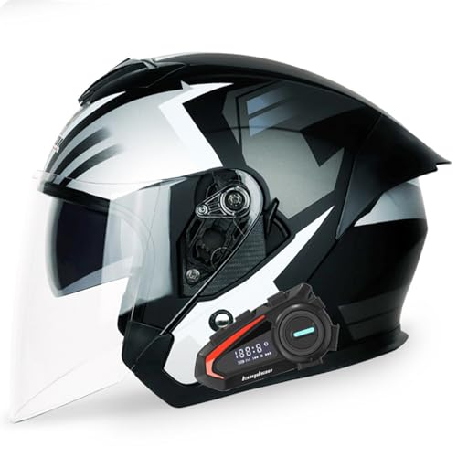 Klapphelm mit Bluetooth Motorradhelm Herren, ECE Zertifiziert Sturzhelm, Klapphelm, Integriert Motorradhelm, Motorrad Helm für Erwachsene Damen Modularer Helm E,2XL(63-64CM) von KANMUASD