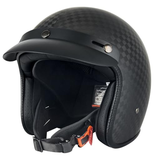 Kohlefaser Motorradhelm, Jet Helm, DOT/ECE Zertifiziert Jethelm mit Visier Verkehrssicherheitstest Bestanden, Um Die Kopfsicherheit Wirksam Zu Schützen, für Herren und Damen I,L(59-60CM) von KANMUASD