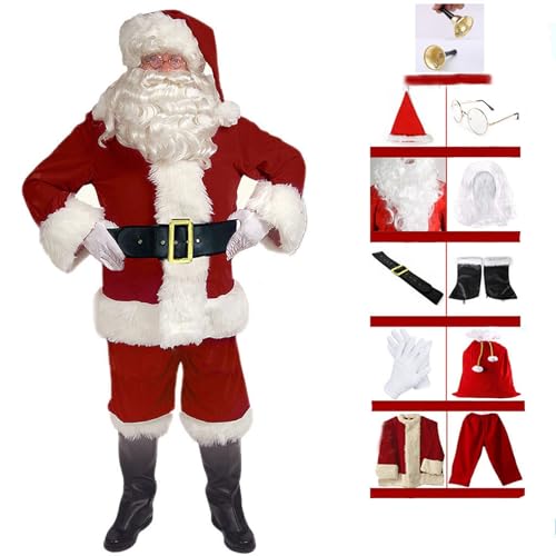 Kostüm Weihnachtsmann 11-Teilig, Santa Claus, Weihnachten Fashion Party, Weihnachtskostüm, Faschingskostüme B,M von KANMUASD