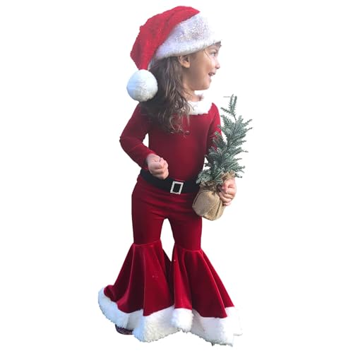 Mädchen Langarm Weihnachtskleider, mit Kapuze Haarreifen Prinzessin Winterkleid Xmas Fastnacht Outfits, Weihnachten Party Kleider, Damen Weihnachtsfrau B,80 von KANMUASD