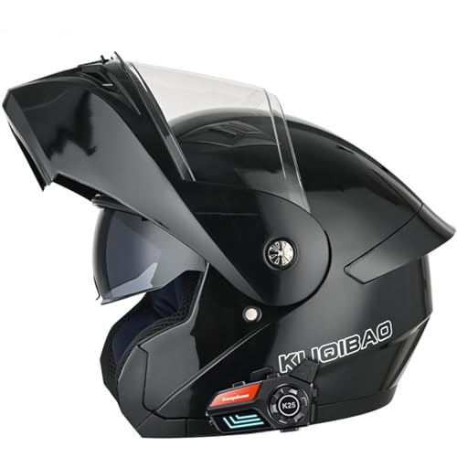 Modularer Motorrad-Bluetooth-Helm, Motorradhelm mit Bluetooth Klapphelm Modulare Helm, ECE Zertifiziert Hochklappbarer, Integrierter Motorradhelm Für Männer B,L(59-60CM) von KANMUASD