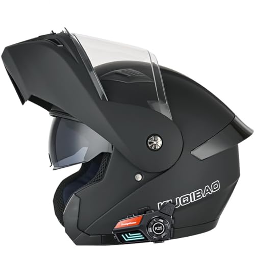 Modularer Motorrad-Bluetooth-Helm, Motorradhelm mit Bluetooth Klapphelm Modulare Helm, ECE Zertifiziert Hochklappbarer, Integrierter Motorradhelm Für Männer D,XL(61-62CM) von KANMUASD