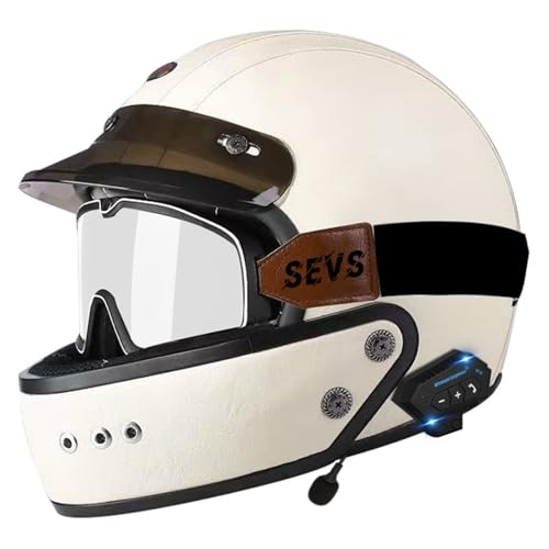 Motorrad Integrierter Bluetooth-Helm, Sturzhelm Anti-Fog-Doppelspiegel, Klapphelm Geschlossenen geprüft, Klapphelm mit Sonnenblende E,M(57-58CM) von KANMUASD