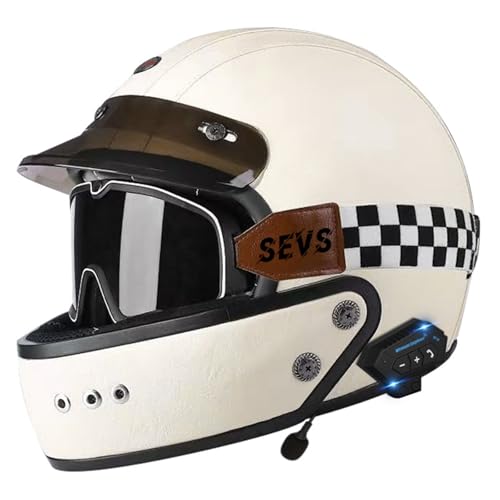 Motorrad Integrierter Bluetooth-Helm, Sturzhelm Anti-Fog-Doppelspiegel, Klapphelm Geschlossenen geprüft, Klapphelm mit Sonnenblende F,M(57-58CM) von KANMUASD