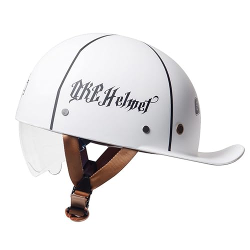 Motorradhelm, Jethelm Retro-Halbhelm, DOT/ECE-GeprüFt Hat Den Verkehrssicherheitstest Bestanden, SchüTzt Effektiv Die Kopfsicherheit, Erwachsene Damen Herren 3/4 Classic Mopedhelm D,M(55-56) von KANMUASD