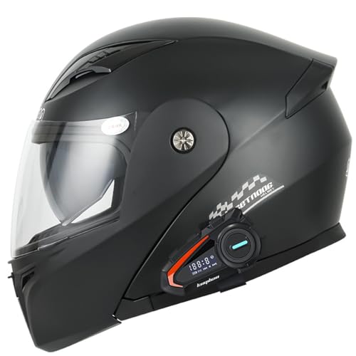 Motorradhelm mit Bluetooth Klapphelm Modulare Helm, ECE Zertifiziert Integralhelm mit Doppelvisier, Modulare Helm Erwachsene Damen und Herren B,M(57-58CM) von KANMUASD