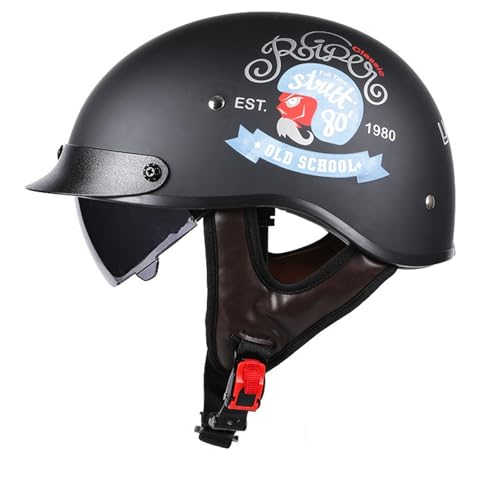 Öffnen Motorradhelm, Retro Deutschen Stil Halbhelm, ECE/DOT Genehmigt mit Herausnehmbares Innenfutter und Schnellverschlussschnallen Motorradhelm, Geeignet Erwachsene O,XL(61-62) von KANMUASD