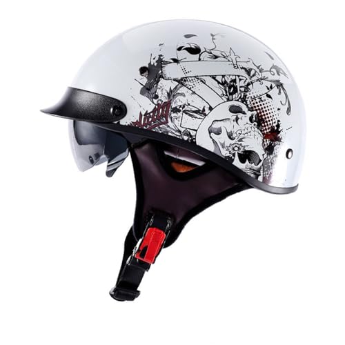 Öffnen Motorradhelm, Retro Deutschen Stil Halbhelm, ECE/DOT Genehmigt mit Herausnehmbares Innenfutter und Schnellverschlussschnallen Motorradhelm, Geeignet Erwachsene T,XL(61-62) von KANMUASD