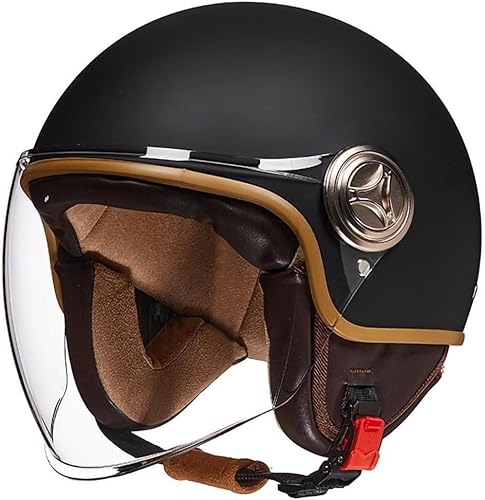 Retro-3/4 Halber Motorradhelm, offener halber Jethelm, ECE-Zugelassener Retro-Jet-Helm Für Damen Und Herren, Moped, Motorrad, Helikopter C2 von KANMUASD