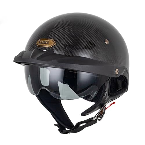 Retro-Motorradhelm, Deutscher Halboffener Helm, Idealer Ece/Dot-Zugelassener Mopedhelm, Unisex-Brain-Cap, Motorrad-Cruiser-Roller-Helm Im Deutschen Stil C,XXXL(65-66) von KANMUASD