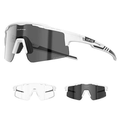 KAPVOE Selbsttönend Fahrradbrille Photochromatische UV400 Schutz Klar Sportsonnenbrille für Herren Damen Sport Radfahren MTB Radbrille Sportbrille Fahren Baseball Laufen Angeln Golf klar 06 KAPVOE Selbsttönend Fahrradbrille Photochromatische UV400 Schutz Klar Sportsonnenbrille für Herren Damen Sport Radfahren MTB Radbrille Sportbrille Fahren Baseball Laufen Angeln Golf klar 06 von KAPVOE