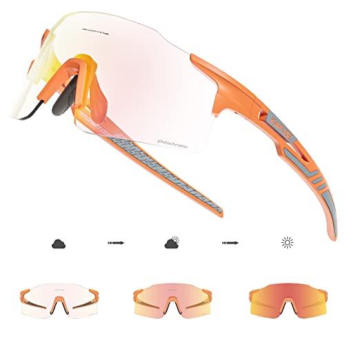 KAPVOE Fahrradbrille MTB Brille Selbsttönend Klar Radbrille Rennrad Sportbrille Sonnenbrille Radsport Laufen Golf Fahrerbrille Baseball Herren Damen von KAPVOE