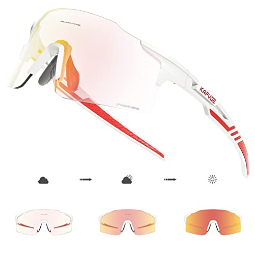 KAPVOE Fahrradbrille MTB Brille Selbsttönend Klar Radbrille Rennrad Sportbrille Sonnenbrille Radsport Laufen Golf Fahrerbrille Baseball Herren Damen von KAPVOE