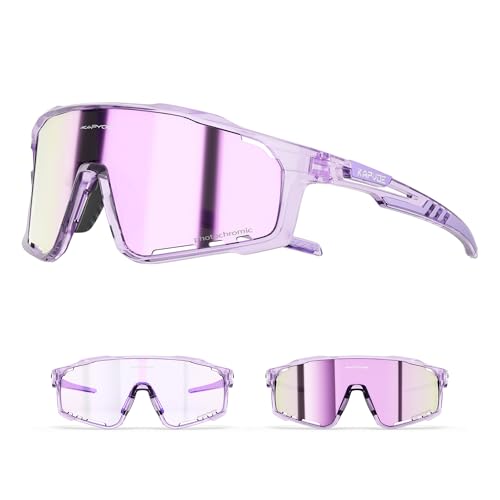 KAPVOE Fahrradbrille MTB Brille Selbsttönend Klar Radbrille Rennrad Sportbrille Sonnenbrille Radsport Laufen Golf Fahrerbrille Baseball Herren Damen Lila 08 KAPVOE Fahrradbrille MTB Brille Selbsttönend Klar Radbrille Rennrad Sportbrille Sonnenbrille Radsport Laufen Golf Fahrerbrille Baseball Herren Damen Lila 08 von KAPVOE