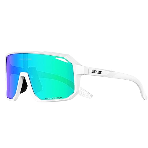 KAPVOE Fahrradbrille Polarisiert Herren Damen Sonnenbrille Sportbrille Radbrille Sportsonnenbrillen Radsportbrille Radfahren MTB Brille Rennrad Triathlon Laufen Wandern Volleyball Bergsteigen Grün von KAPVOE