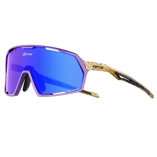KAPVOE Polarisiert Fahrradbrille Herren Damen MTB Brille TR90 Rahmen Rennrad Brille UV400 Schutz Radbrille Sport Sonnenbrille für Radfahren Laufen Volleyball Baseball Golf Radsportbrille Blau KAPVOE Polarisiert Fahrradbrille Herren Damen MTB Brille TR90 Rahmen Rennrad Brille UV400 Schutz Radbrille Sport Sonnenbrille für Radfahren Laufen Volleyball Baseball Golf Radsportbrille Blau von KAPVOE