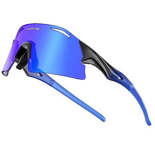 KAPVOE Fahrradbrille Polarisiert Sportbrille Sonnenbrille Herren Damen MTB Brille Radbrille Rennrad Radsport Laufen Golf Baseball Angeln von KAPVOE