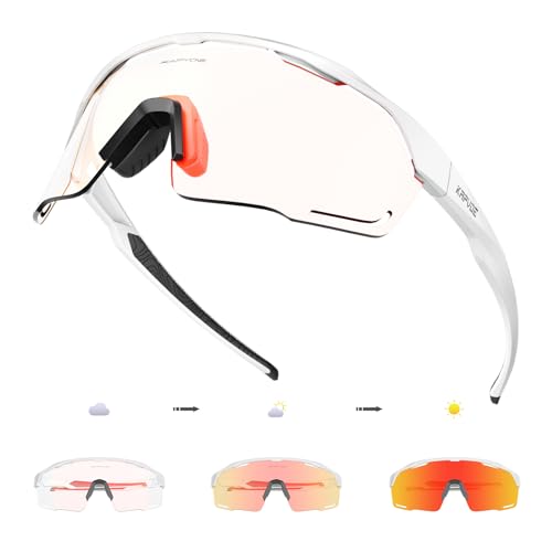 KAPVOE Fahrradbrille Selbsttönend Radbrille Photochromatische Sonnenbrille Sportbrille MTB Brille Herren Damen Klar MTB Rennrad Radsport Sportbrille Rot Weiß 05 KAPVOE Fahrradbrille Selbsttönend Radbrille Photochromatische Sonnenbrille Sportbrille MTB Brille Herren Damen Klar MTB Rennrad Radsport Sportbrille Rot Weiß 05 von KAPVOE