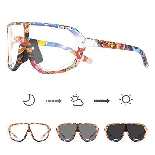 KAPVOE Fahrradbrille Selbsttönend Sonnenbrille Herren Damen Mountainbike Sonnenbrille Sportbrille UV-Schutz für Schnelle Radfahren Laufen Mtb Fahrrad KAPVOE Fahrradbrille Selbsttönend Sonnenbrille Herren Damen Mountainbike Sonnenbrille Sportbrille UV-Schutz für Schnelle Radfahren Laufen Mtb Fahrrad von KAPVOE