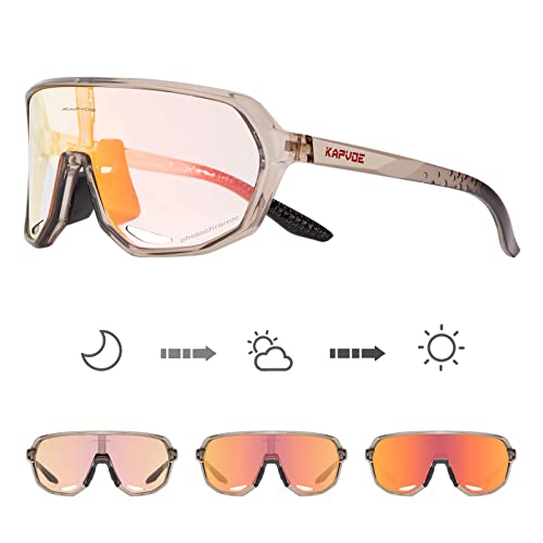 KAPVOE Fahrradbrille Selbsttönend Sonnenbrille Herren Damen Mountainbike Sonnenbrille Sportbrille UV-Schutz für Schnelle Radfahren Laufen Mtb Fahrrad von KAPVOE