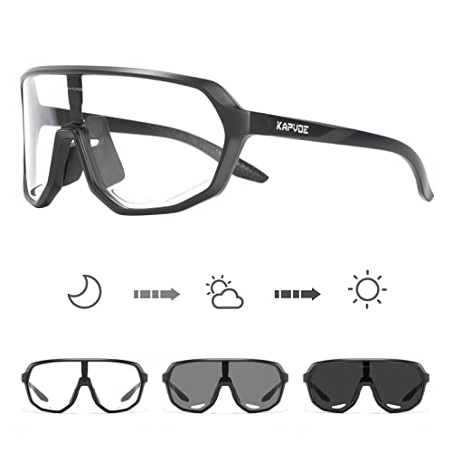 KAPVOE Fahrradbrille Selbsttönend Sonnenbrille Herren Damen Mountainbike Sonnenbrille Sportbrille UV-Schutz für Schnelle Radfahren Laufen Mtb Fahrrad KAPVOE Fahrradbrille Selbsttönend Sonnenbrille Herren Damen Mountainbike Sonnenbrille Sportbrille UV-Schutz für Schnelle Radfahren Laufen Mtb Fahrrad von KAPVOE