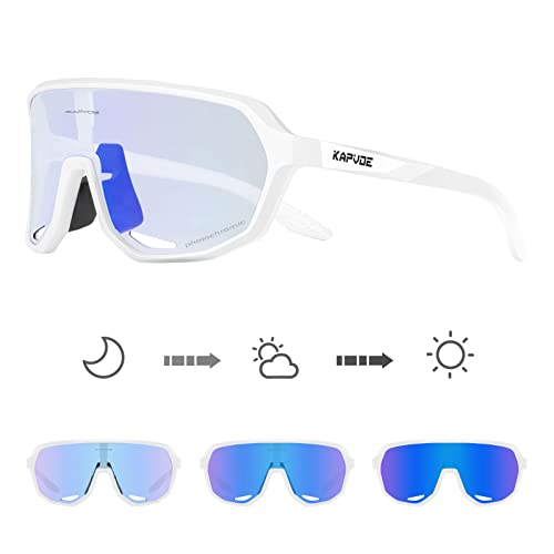 KAPVOE Fahrradbrille Selbsttönend Sonnenbrille Herren Damen Mountainbike Sonnenbrille Sportbrille UV-Schutz für Schnelle Radfahren Laufen Mtb Fahrrad KAPVOE Fahrradbrille Selbsttönend Sonnenbrille Herren Damen Mountainbike Sonnenbrille Sportbrille UV-Schutz für Schnelle Radfahren Laufen Mtb Fahrrad von KAPVOE