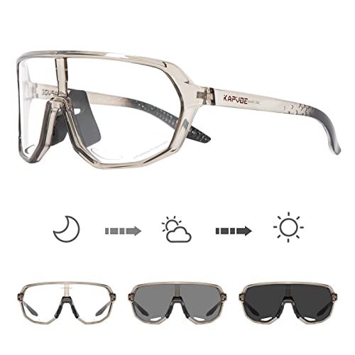 KAPVOE Fahrradbrille Selbsttönend Sonnenbrille Herren Damen Mountainbike Sonnenbrille Sportbrille UV-Schutz für Schnelle Radfahren Laufen Mtb Fahrrad KAPVOE Fahrradbrille Selbsttönend Sonnenbrille Herren Damen Mountainbike Sonnenbrille Sportbrille UV-Schutz für Schnelle Radfahren Laufen Mtb Fahrrad von KAPVOE