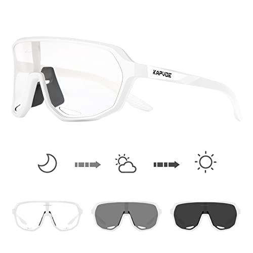 KAPVOE Fahrradbrille Selbsttönend Sonnenbrille Herren Damen Mountainbike Sonnenbrille Sportbrille UV-Schutz für Schnelle Radfahren Laufen Mtb Fahrrad KAPVOE Fahrradbrille Selbsttönend Sonnenbrille Herren Damen Mountainbike Sonnenbrille Sportbrille UV-Schutz für Schnelle Radfahren Laufen Mtb Fahrrad von KAPVOE