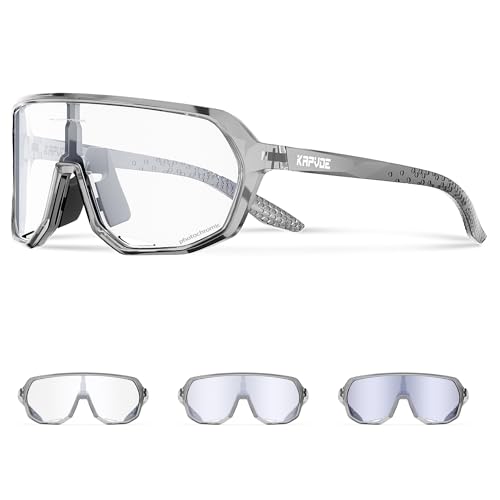 KAPVOE Fahrradbrille Selbsttönend Sonnenbrille Herren Damen Mountainbike Sonnenbrille Sportbrille UV-Schutz für Schnelle Radfahren Laufen Mtb Fahrrad KAPVOE Fahrradbrille Selbsttönend Sonnenbrille Herren Damen Mountainbike Sonnenbrille Sportbrille UV-Schutz für Schnelle Radfahren Laufen Mtb Fahrrad von KAPVOE