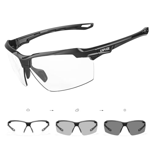 KAPVOE Photochromatische Selbsttönend Fahrradbrille Herren Damen Sportsonnenbrille Klar Radsportbrille Radfahren MTB Radbrille Laufen Volleyball Tennis Autofahren Softball Bergsteigen Golf Wandern 02 von KAPVOE