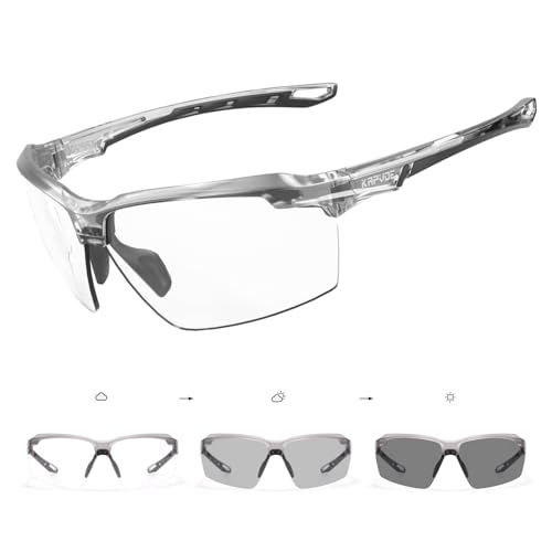 KAPVOE Photochromatische Selbsttönend Fahrradbrille Herren Damen Sportsonnenbrille Klar Radsportbrille Radfahren MTB Radbrille Laufen Volleyball Tennis Autofahren Softball Bergsteigen Golf Wandern 06 von KAPVOE