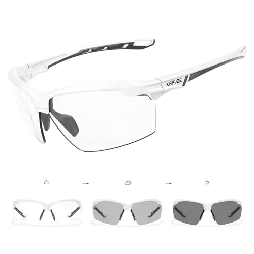 KAPVOE Photochromatische Selbsttönend Fahrradbrille Herren Damen Sportsonnenbrille Klar Radsportbrille Radfahren MTB Radbrille Laufen Volleyball Tennis Autofahren Softball Bergsteigen Golf Wandern 05 von KAPVOE