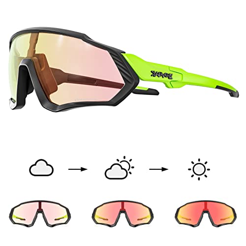 KAPVOE Photochromatische Selbsttönend Fahrradbrille TR90 Rahmen für Herren Damen Klar Sportsonnenbrille Sport Radfahren MTB Radbrille Sportbrille Fahren Angeln Laufen klar Schwarz 20 von KAPVOE