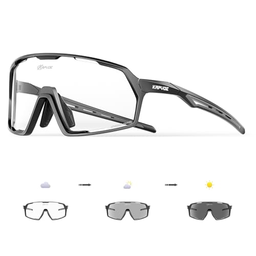 KAPVOE Photochromatische Selbsttönend Fahrradbrille für Herren Damen Klar Sportsonnenbrille TR90 Rahmen Rennrad Brille Radfahren MTB Radbrille UV400 Schutz Sportbrille für Laufen Fahren Triathlon KAPVOE Photochromatische Selbsttönend Fahrradbrille für Herren Damen Klar Sportsonnenbrille TR90 Rahmen Rennrad Brille Radfahren MTB Radbrille UV400 Schutz Sportbrille für Laufen Fahren Triathlon von KAPVOE