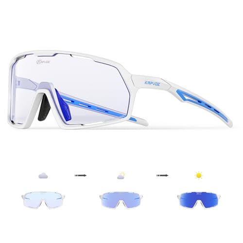 KAPVOE Photochromatische Selbsttönend Fahrradbrille für Herren Damen Klar Sportsonnenbrille TR90 Rahmen Rennrad Brille Radfahren MTB Radbrille UV400 Schutz Sportbrille für Laufen Fahren Triathlon KAPVOE Photochromatische Selbsttönend Fahrradbrille für Herren Damen Klar Sportsonnenbrille TR90 Rahmen Rennrad Brille Radfahren MTB Radbrille UV400 Schutz Sportbrille für Laufen Fahren Triathlon von KAPVOE