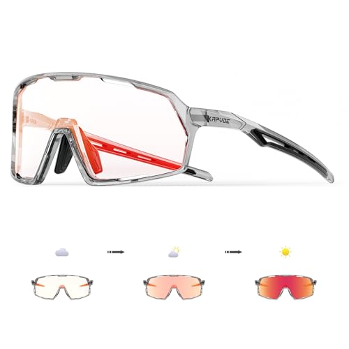KAPVOE Photochromatische Selbsttönend Fahrradbrille für Herren Damen Klar Sportsonnenbrille TR90 Rahmen Rennrad Brille Radfahren MTB Radbrille UV400 Schutz Sportbrille für Laufen Fahren Triathlon KAPVOE Photochromatische Selbsttönend Fahrradbrille für Herren Damen Klar Sportsonnenbrille TR90 Rahmen Rennrad Brille Radfahren MTB Radbrille UV400 Schutz Sportbrille für Laufen Fahren Triathlon von KAPVOE