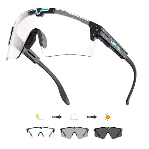 KAPVOE Photochrome Fahrradbrille Männer Frauen Klar Sport Sonnenbrille Einstellbare TR 90 Rahmen Mountainbike Sonnenbrille MTB Fahrradfahren von KAPVOE