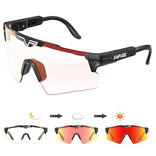 KAPVOE Photochrome Fahrradbrille Männer Frauen Klar Sport Sonnenbrille Einstellbare TR 90 Rahmen Mountainbike Sonnenbrille MTB Fahrradfahren von KAPVOE