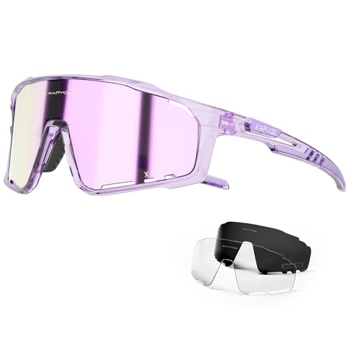 KAPVOE Polarisiert Fahrradbrille Herren Damen Sonnenbrille UV400 Schutz Sportbrille Radbrille Sportsonnenbrillen Radsportbrille Radfahren MTB Brille Rennrad Laufen Wandern Volleyball Bergsteigen 08 von KAPVOE